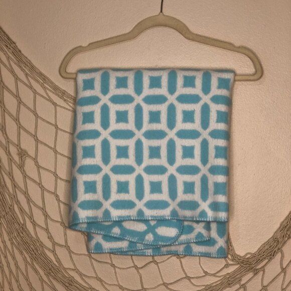 Pottery Barn Kids Other - POTTERY BARN KIDS Aqua and White Fleece Crib Blanket 30" X 40"